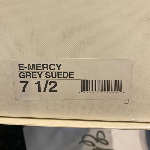 Elizabeth & James Suede Heather grey and black trim high Heel boots lace up  top - Picture 6 of 15